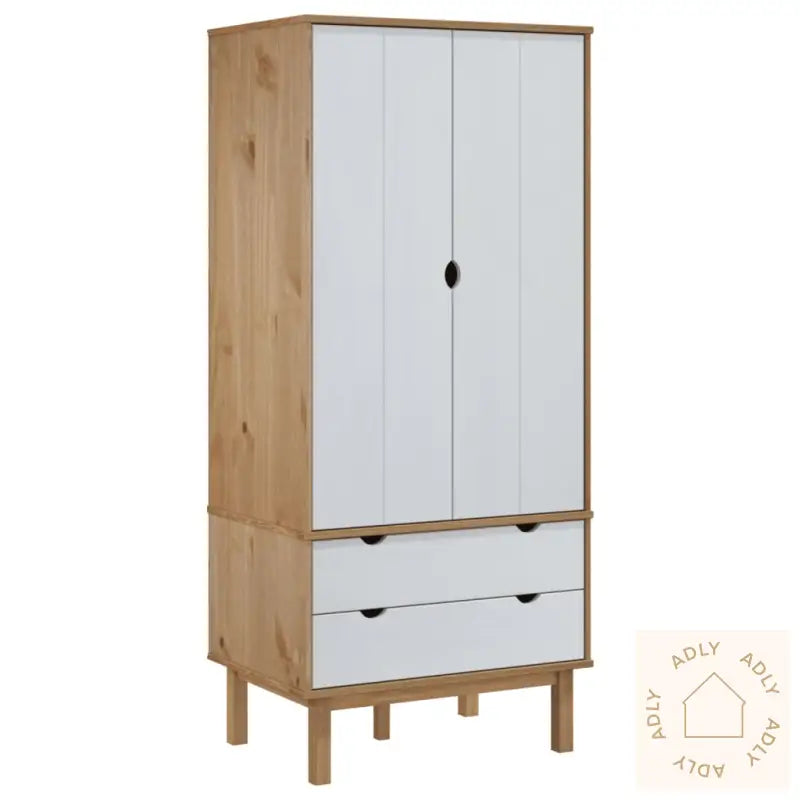 Garderobe Otta Brun Og Hvit 76,5X53X172 Cm Heltre Furu