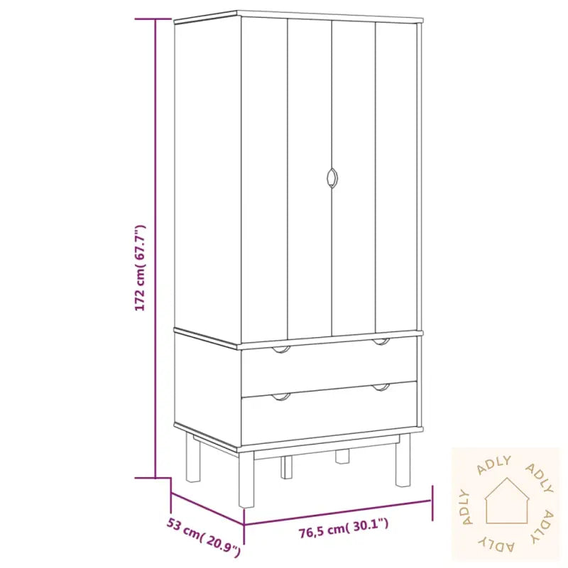 Garderobe Otta Brun Og Hvit 76,5X53X172 Cm Heltre Furu