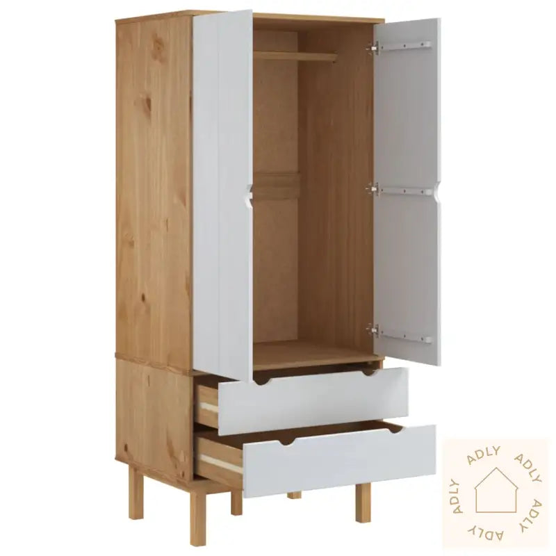 Garderobe Otta Brun Og Hvit 76,5X53X172 Cm Heltre Furu