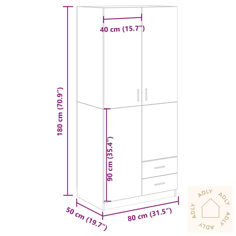 Garderobe Artisan Eik 80X52X180 Cm Konstruert Tre