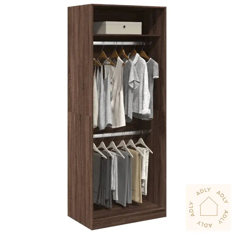 Garderobe Brun Eik 80X50X200 Cm Konstruert Tre