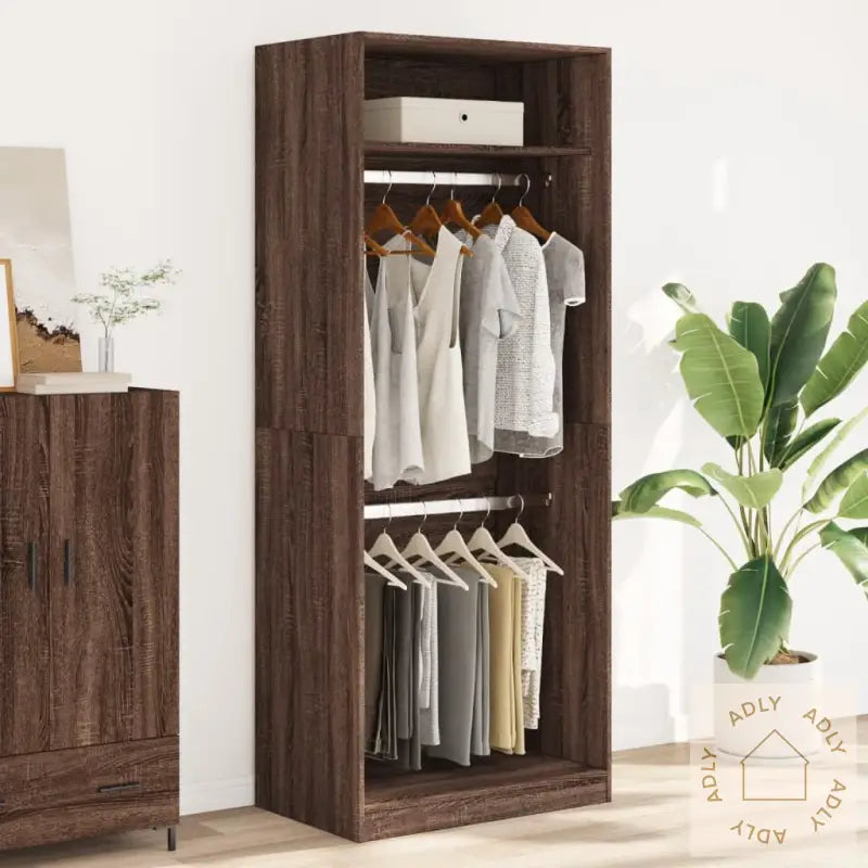 Garderobe Brun Eik 80X50X200 Cm Konstruert Tre
