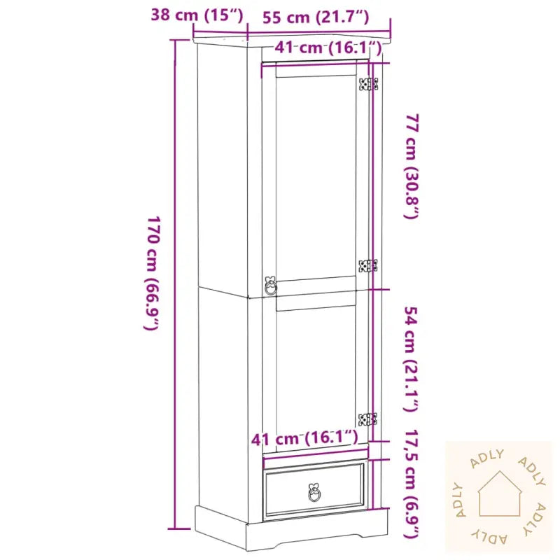 Garderobe Corona 55X38X170 Cm Heltre Furu