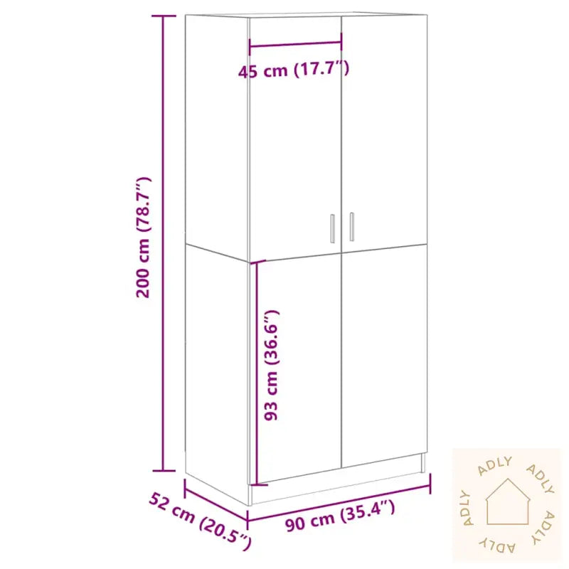 Garderobe Artisan Eik 90X52X200 Cm Konstruert Tre