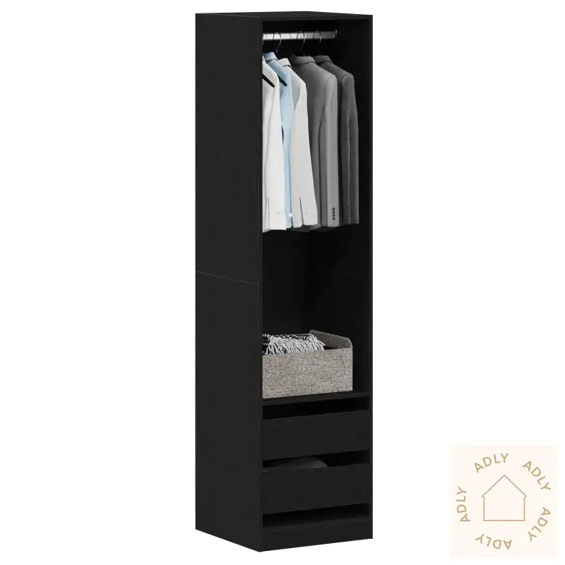 Garderobe I Svart Eik 50X50X200 Cm Laget Av Tre