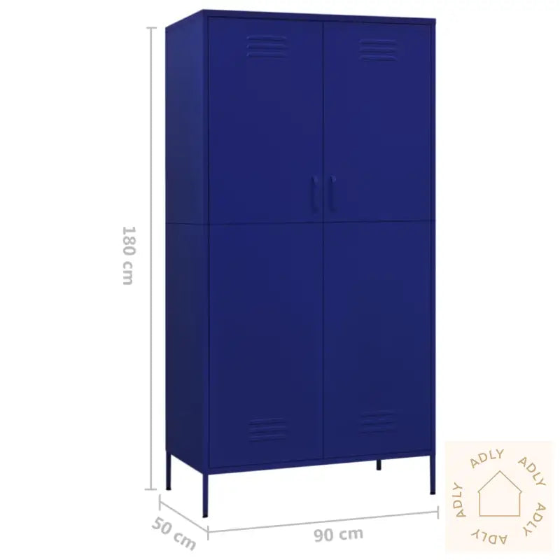Garderobe Marineblå 90X50X180 Cm Stål