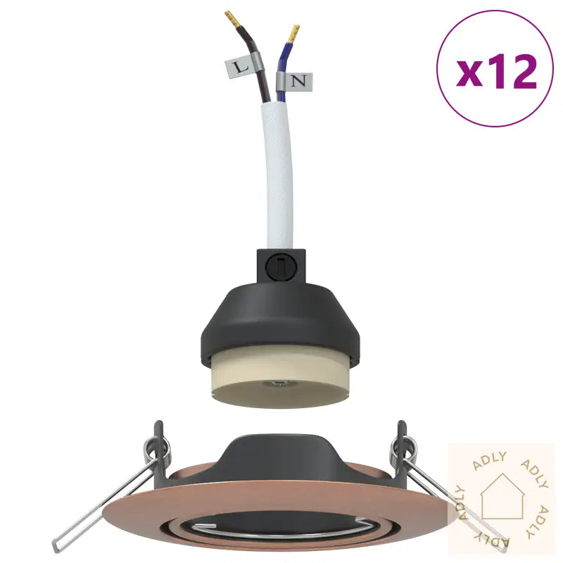Innfelt Spotlights 12 Stk Runde Gu10 Kobber Ø90 Mm Stål
