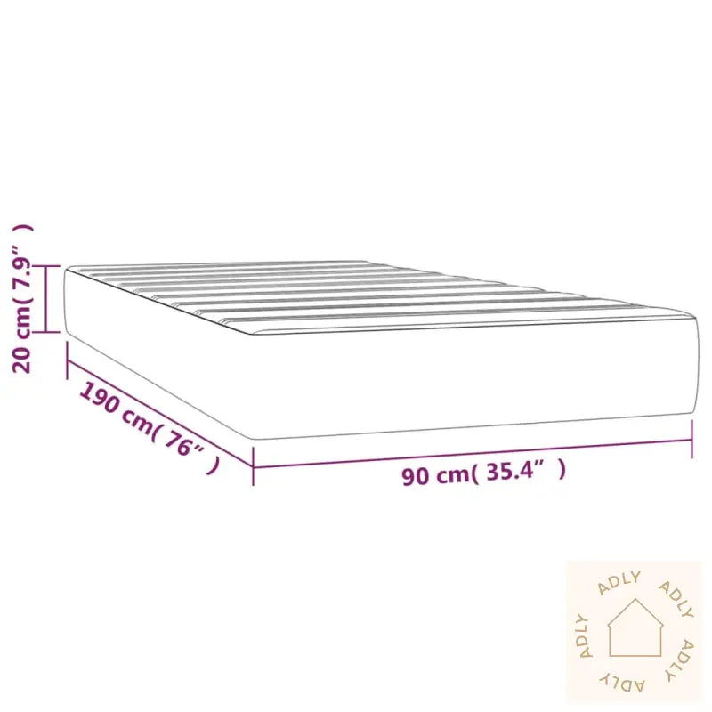 Madrass Med Pocketfjær Gråbrun 90X190X20 Cm Stoff