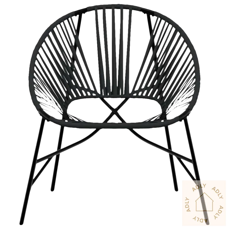 Black woven accent chair som passer perfekt som komfortabel hageeggstol i Hagemøbler