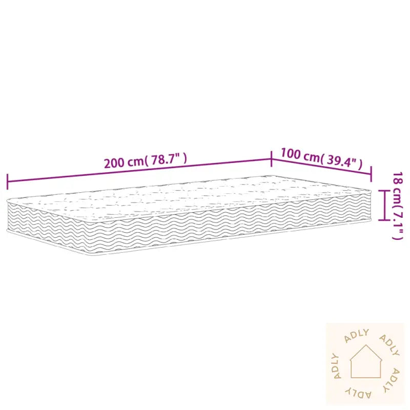 Madrass Med Bonnellfjær Middels 100X200 Cm