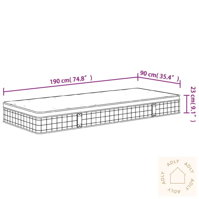 Madrass Med Bonnellfjær Middels 90X190 Cm