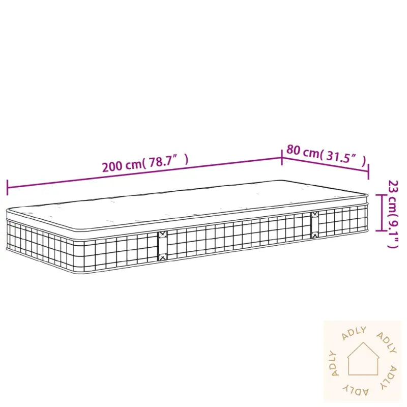 Madrass Med Bonellfjær Middels 80X200 Cm