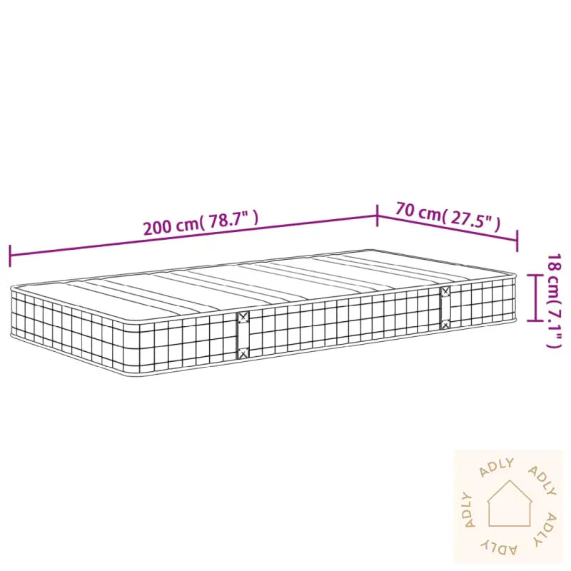 Madrass Med Bonnellfjær Middels 70X200 Cm