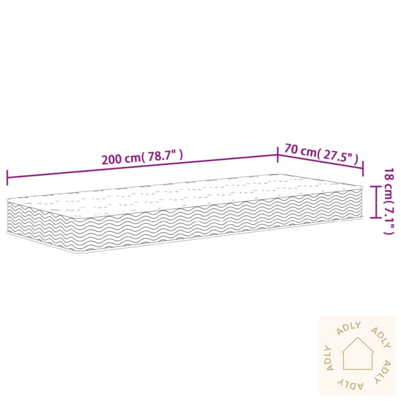 Madrass Med Bonnellfjær Middels 70X200 Cm