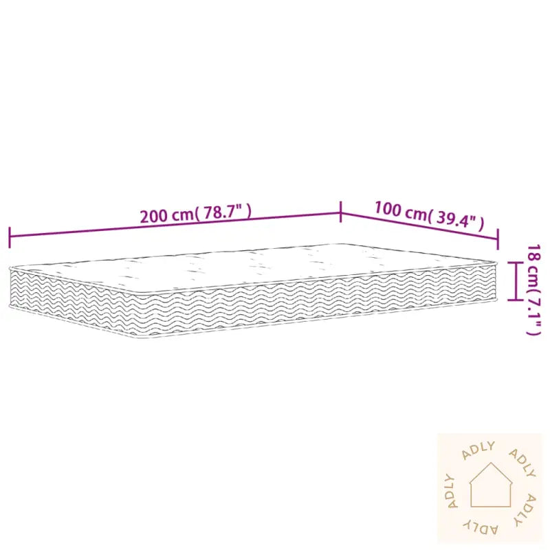 Madrass Med Bonnellfjær Middels 100X200 Cm