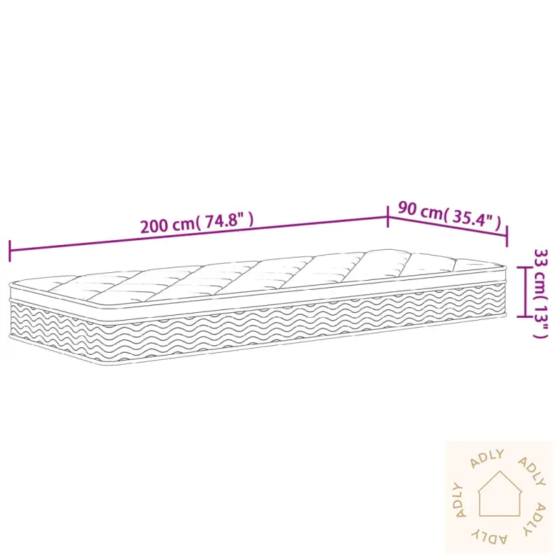 Madrass Med Pocketfjær Middels 90X200 Cm