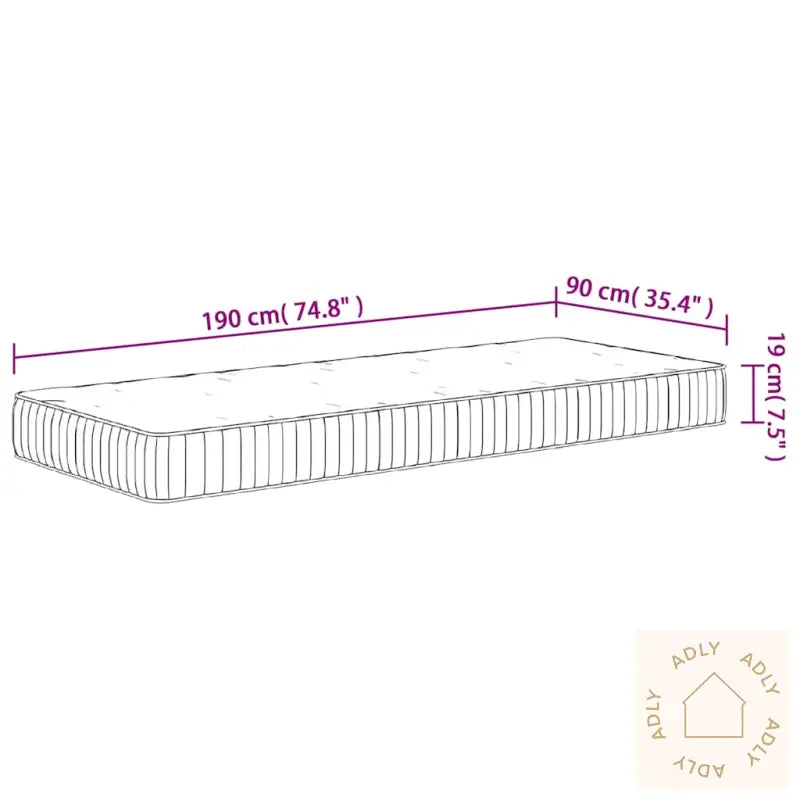 Madrass Med Pocketfjær Middels 90X190 Cm Single Size