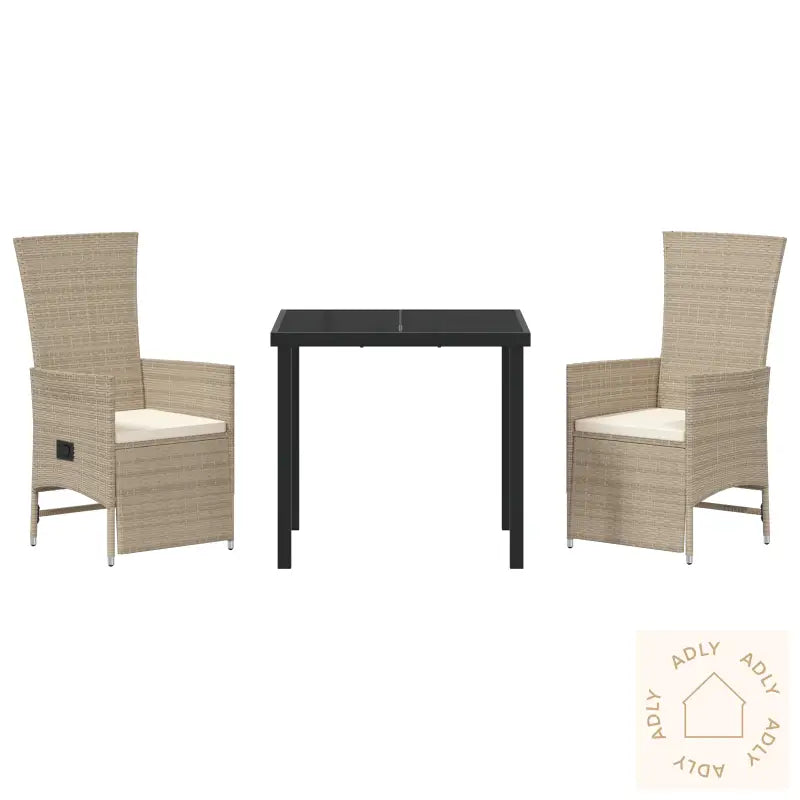 3-Delt Hagemøbelsett Med Puter I Beige Polyrotting