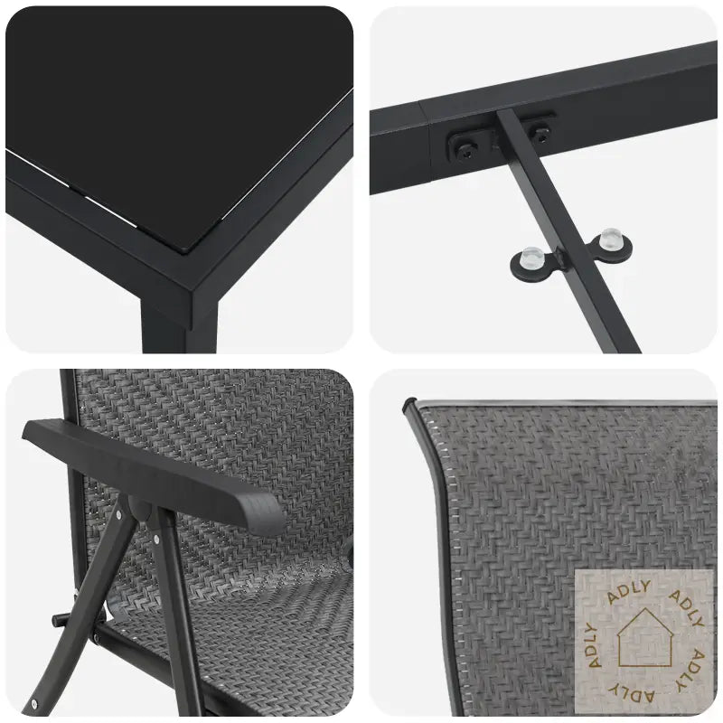 5-Delt Hage Dining Set Grå Poly Rattan