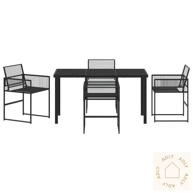 5-Delt Hagemøbelsett Svart Poly Rotting
