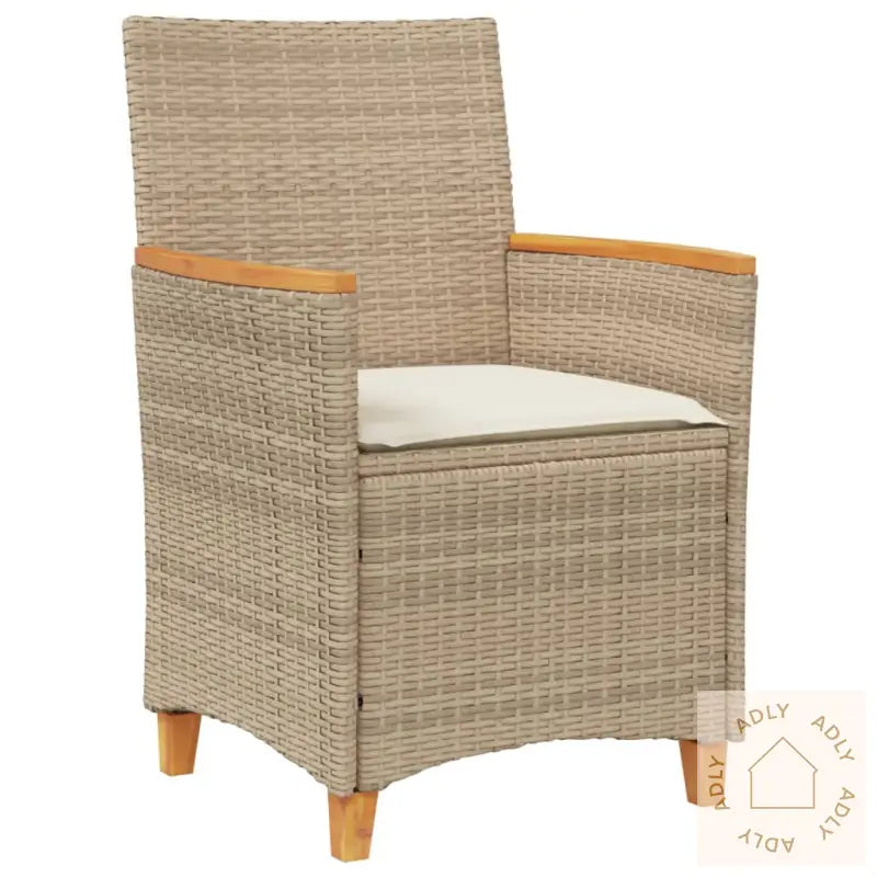 Hagestoler Med Puter 2 Stk Beige Polyrotting Og Heltre