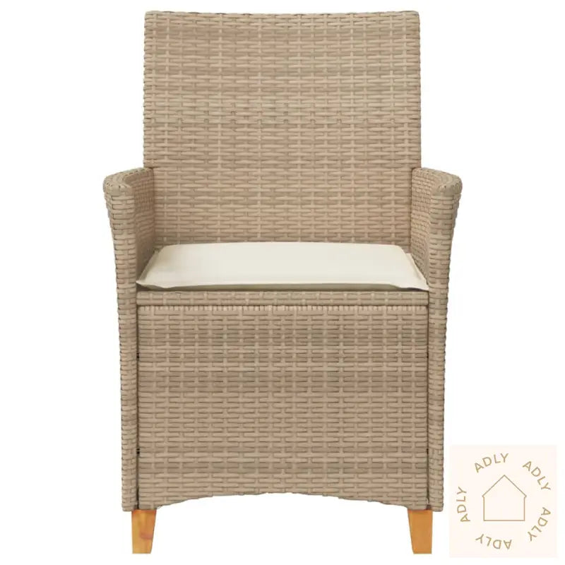 Hagestoler Med Puter 2 Stk Beige Polyrotting Og Heltre