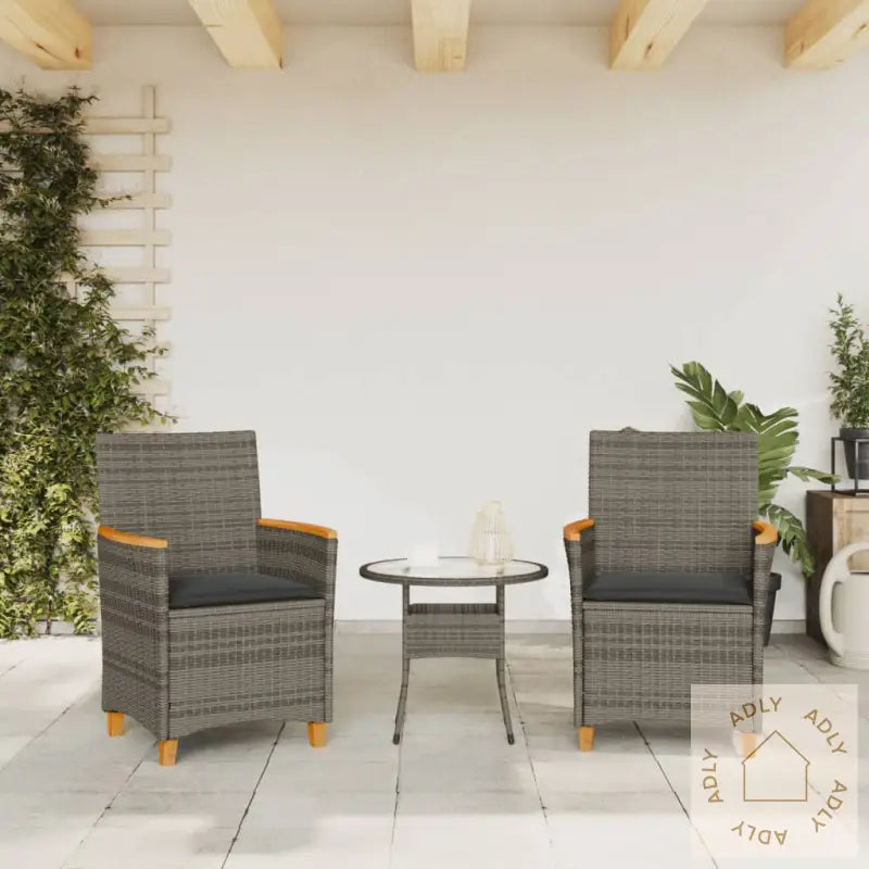 Hagestoler Med Puter 2 Stk Grå Polyrotting Og Heltre