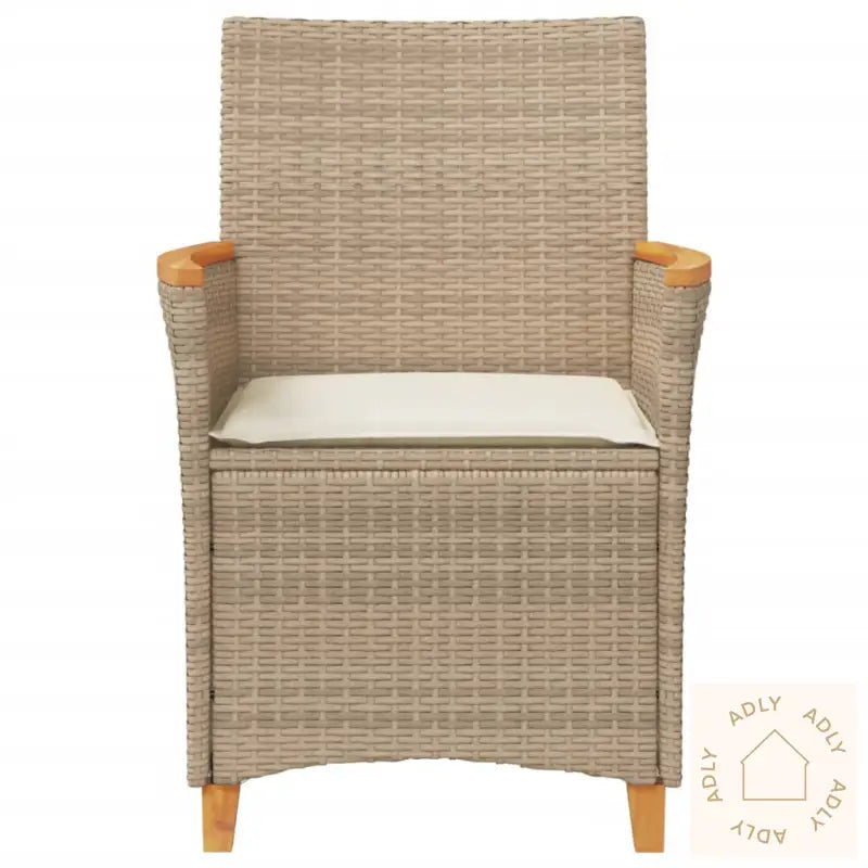 Hagestoler Med Puter 2 Stk Beige Polyrotting Og Heltre