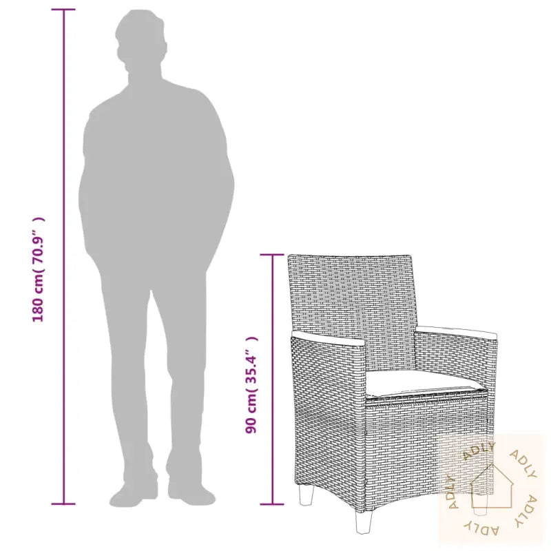Hagestoler Med Puter 2 Stk Grå Polyrotting Og Heltre