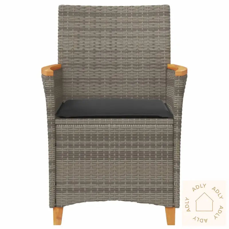 Hagestoler Med Puter 2 Stk Grå Polyrotting Og Heltre