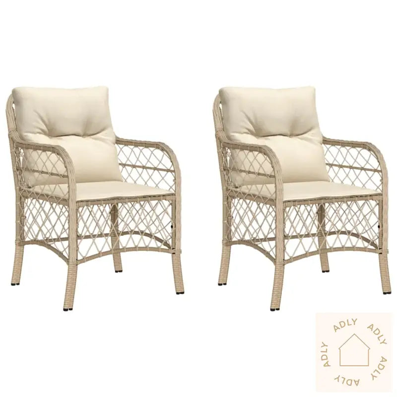 Hagestoler Med Puter 2 Stk Beige Polyrotting