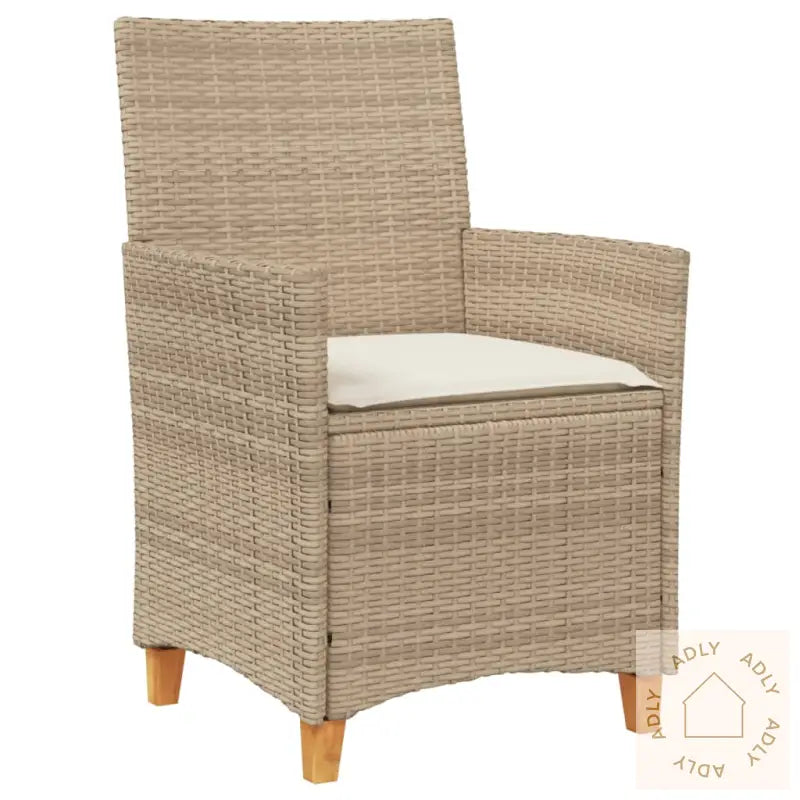 Hagestoler Med Puter 2 Stk Beige Polyrotting Og Heltre