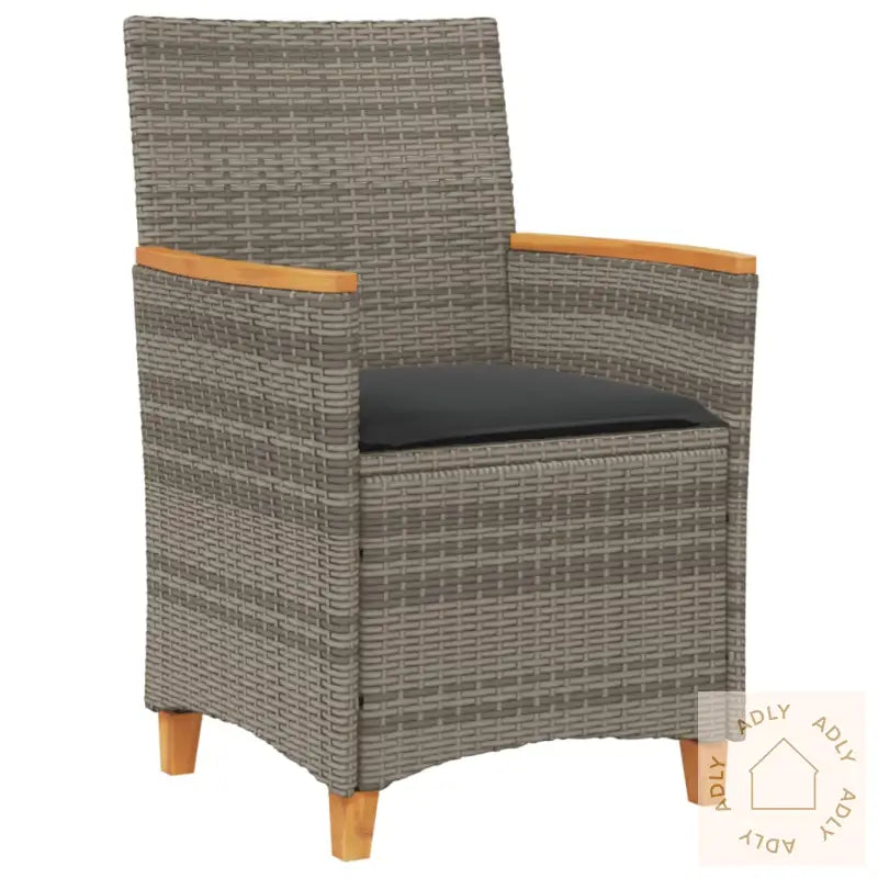 Hagestoler Med Puter 2 Stk Grå Polyrotting Og Heltre