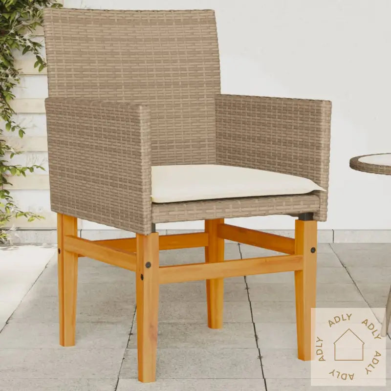 Hagestoler Med Puter 2 Stk Beige Polyrotting Og Heltre