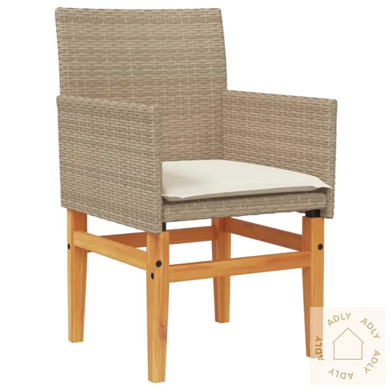 Hagestoler Med Puter 2 Stk Beige Polyrotting Og Heltre