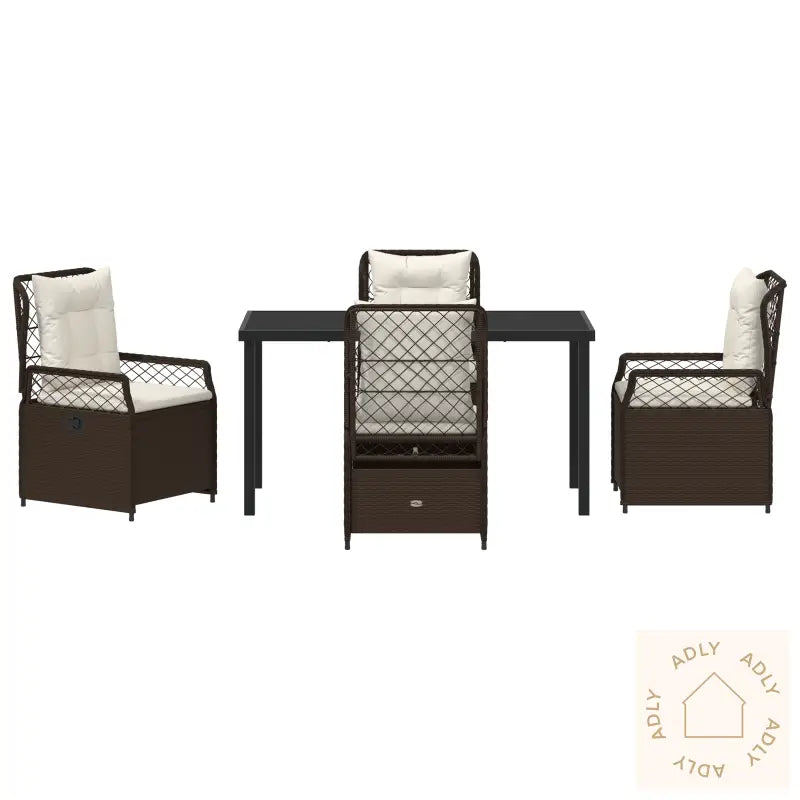 5 Delt Hage Spisebord Sett Brun Poly Rattan