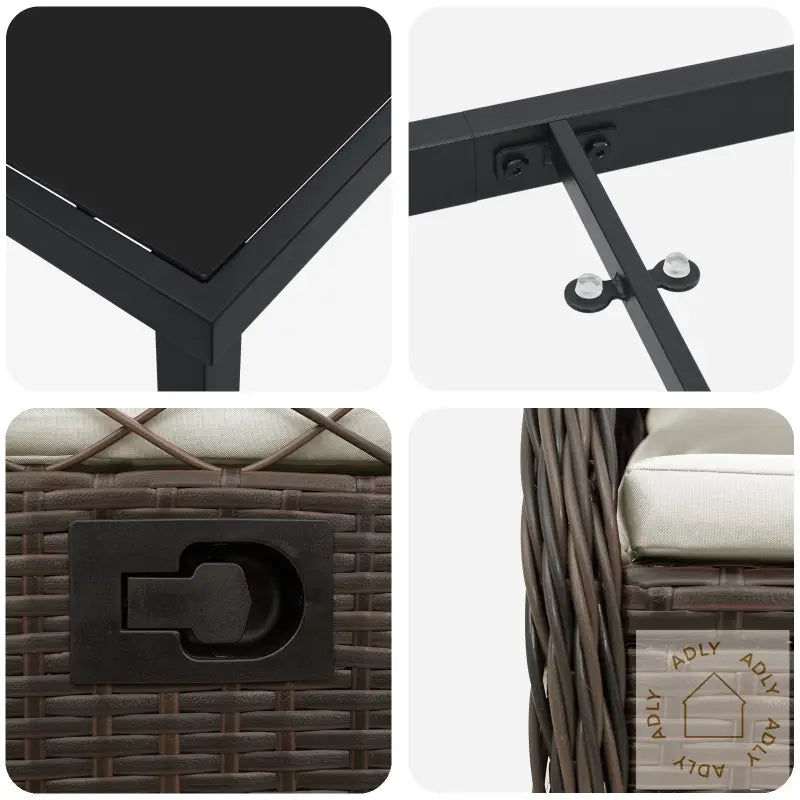 5 Delt Hage Spisebord Sett Brun Poly Rattan