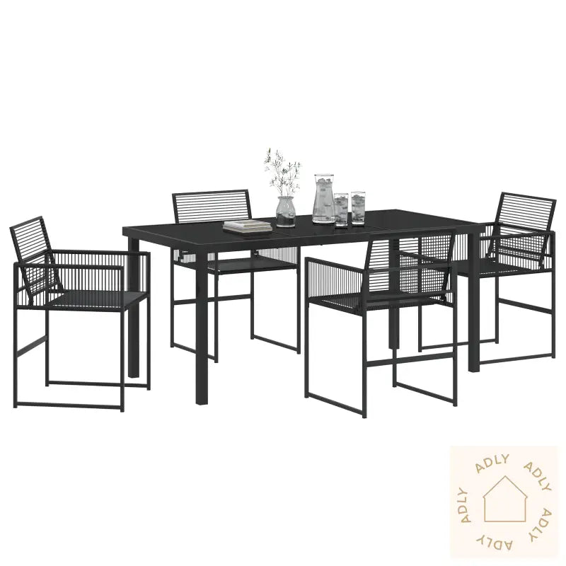 5 Delt Hagemøbel Sete Svart Poly Rattan