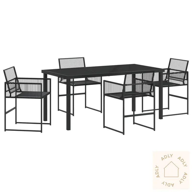 5 Delt Hagemøbel Sete Svart Poly Rattan