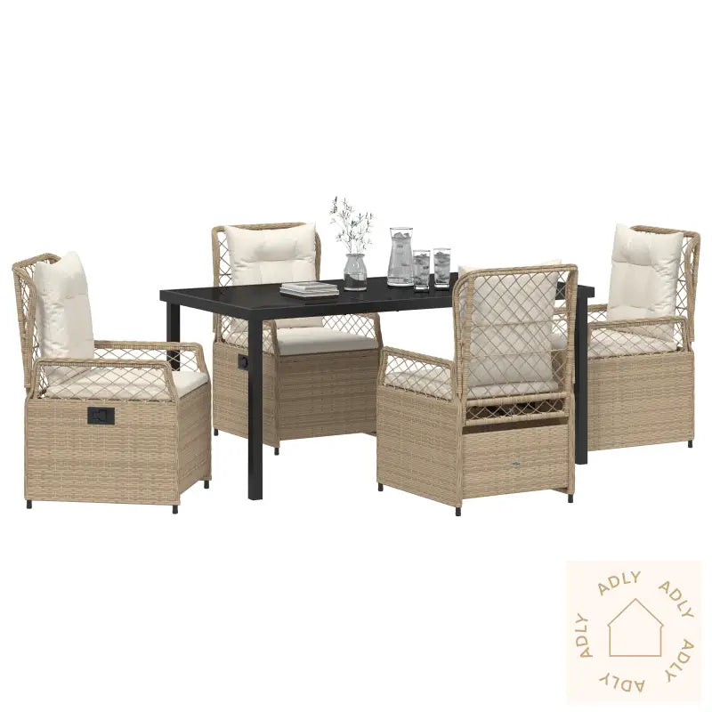 5-Delt Hage Spisesett Beige Poly Rotting