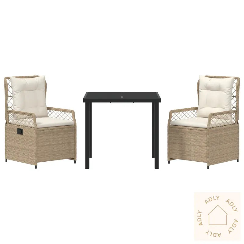 3-Delt Hage Spisebord Sett Beige Polyrotting