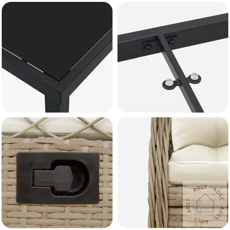 3-Delt Hage Spisebord Sett Beige Polyrotting