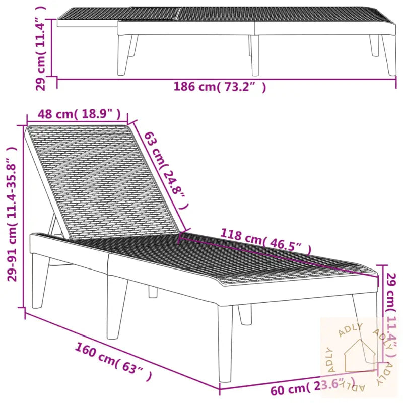 Solseng Antrasitt 186X60X29 Cm Pp