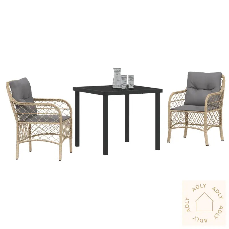 3 Delers Hage Spisegruppe Med Puter Beige Poly Rottning
