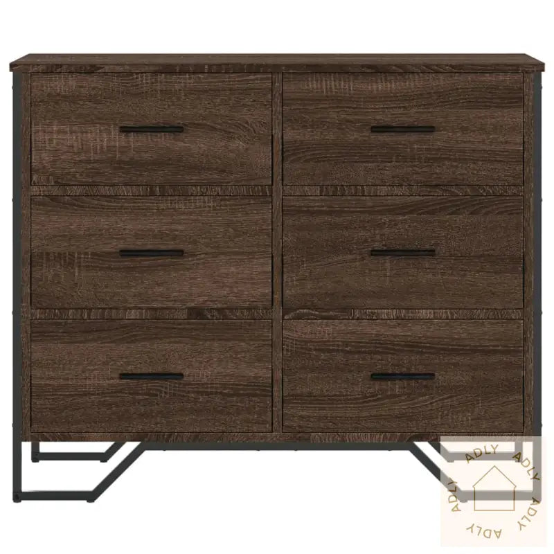 Kommode Brun Eik 91X35,5X74,5 Cm Konstruert Tre