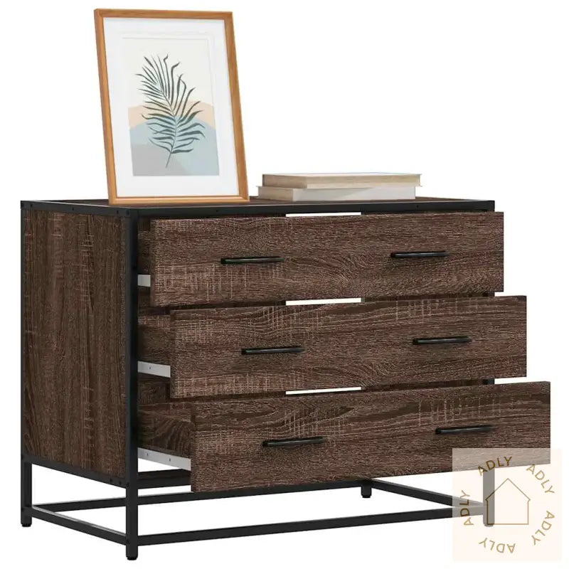 Kommode Brun Eik 70X41X56 Cm Konstruert Tre