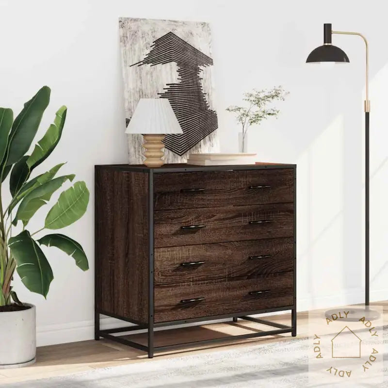 Kommode Brun Eik 70X41X70 Cm Konstruert Tre