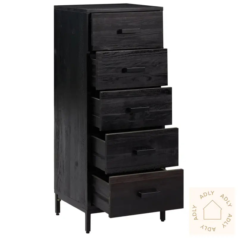 Kommode Svart 42X35X110 Cm Heltre Furu