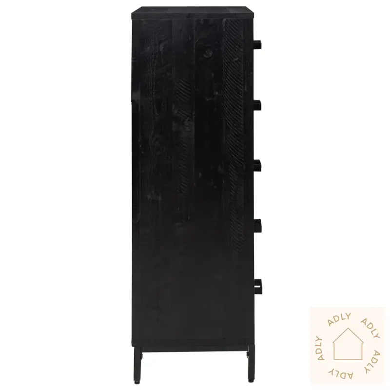 Kommode Svart 42X35X110 Cm Heltre Furu