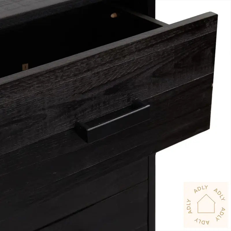 Kommode Svart 42X35X110 Cm Heltre Furu
